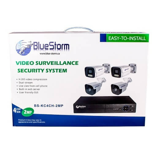 نظام مراقبة فيديو Bluestorm bs4ch5، طقم كاميرا 4 قنوات TVI بدقة 5.0 ميجابكسل