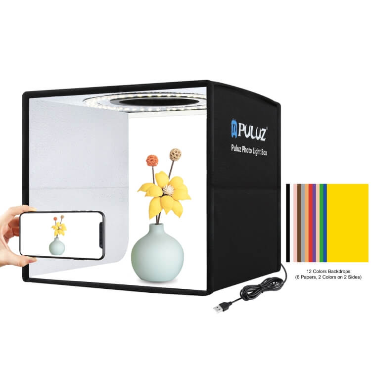 Puluz 25cm Folding Portable Ring Light Studio Box 12 Colors Backdrops
