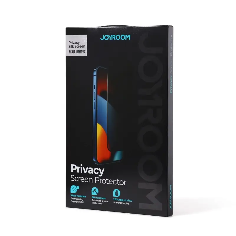 واقي شاشة زجاجي Joyroom JRP03 بحافة سوداء مع خاصية الخصوصية لهاتف iPhone 14 Plus 6.7