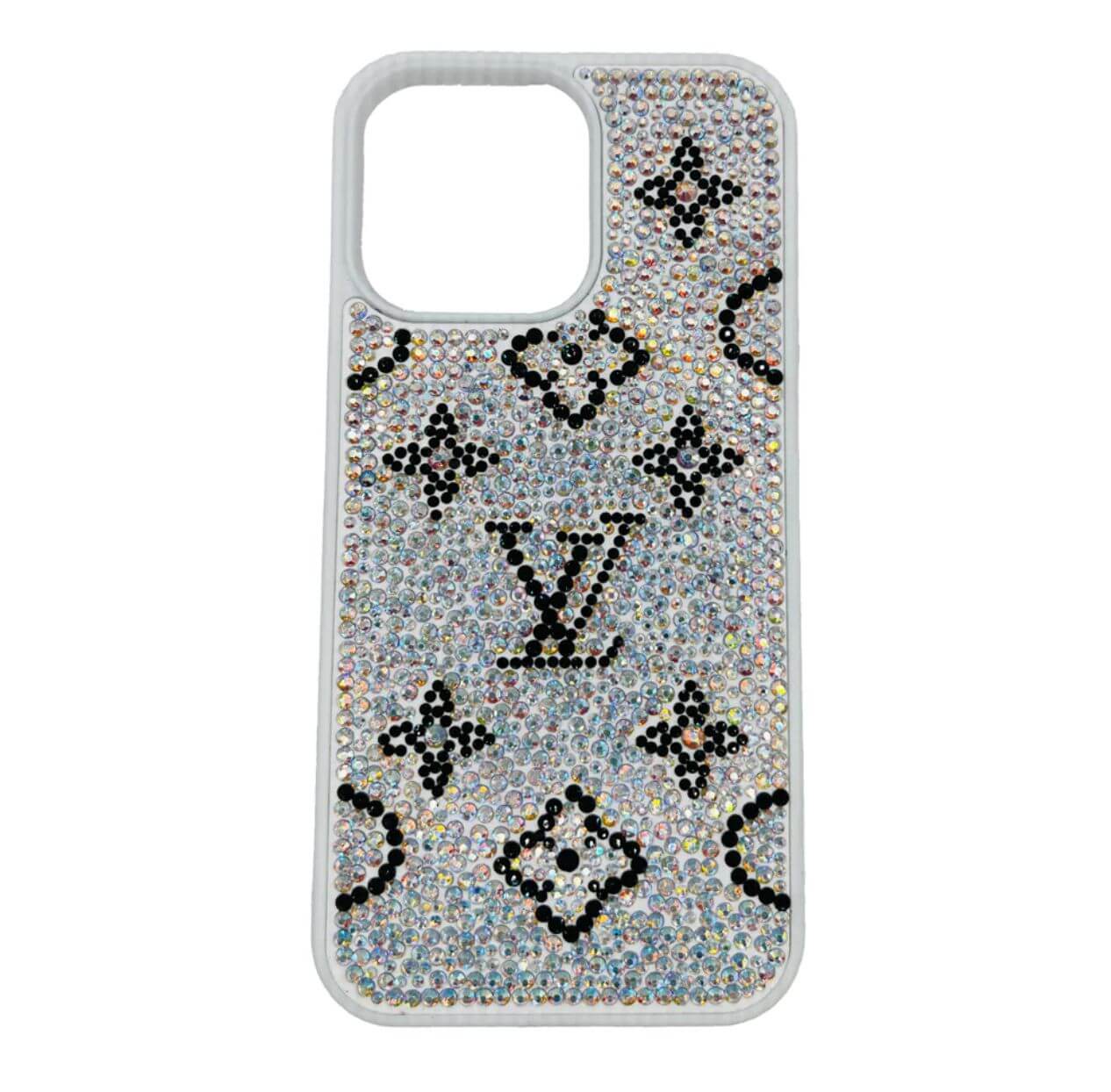 غطاء آيفون 14 برو ماكس Swarovski LV أبيض