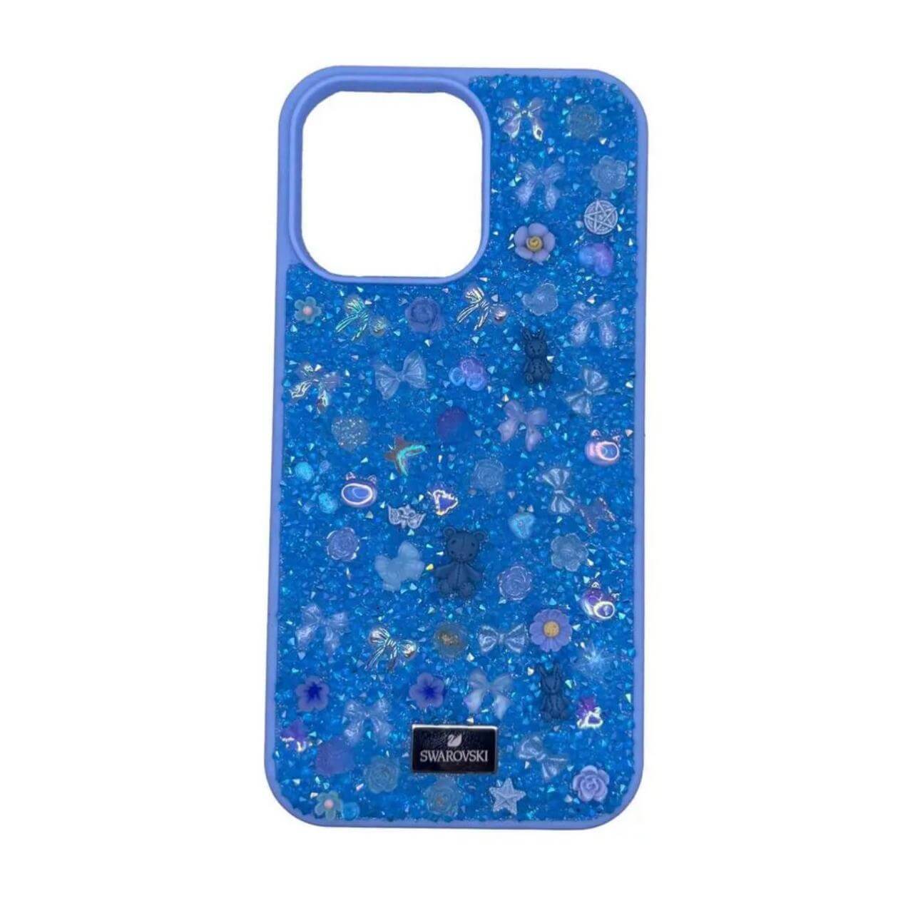 غطاء آيفون 14 برو ماكس Swarovski أزرق سماوي